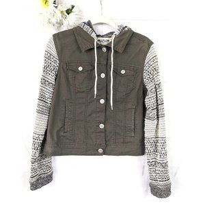 Black Denim Jacket With Hood 